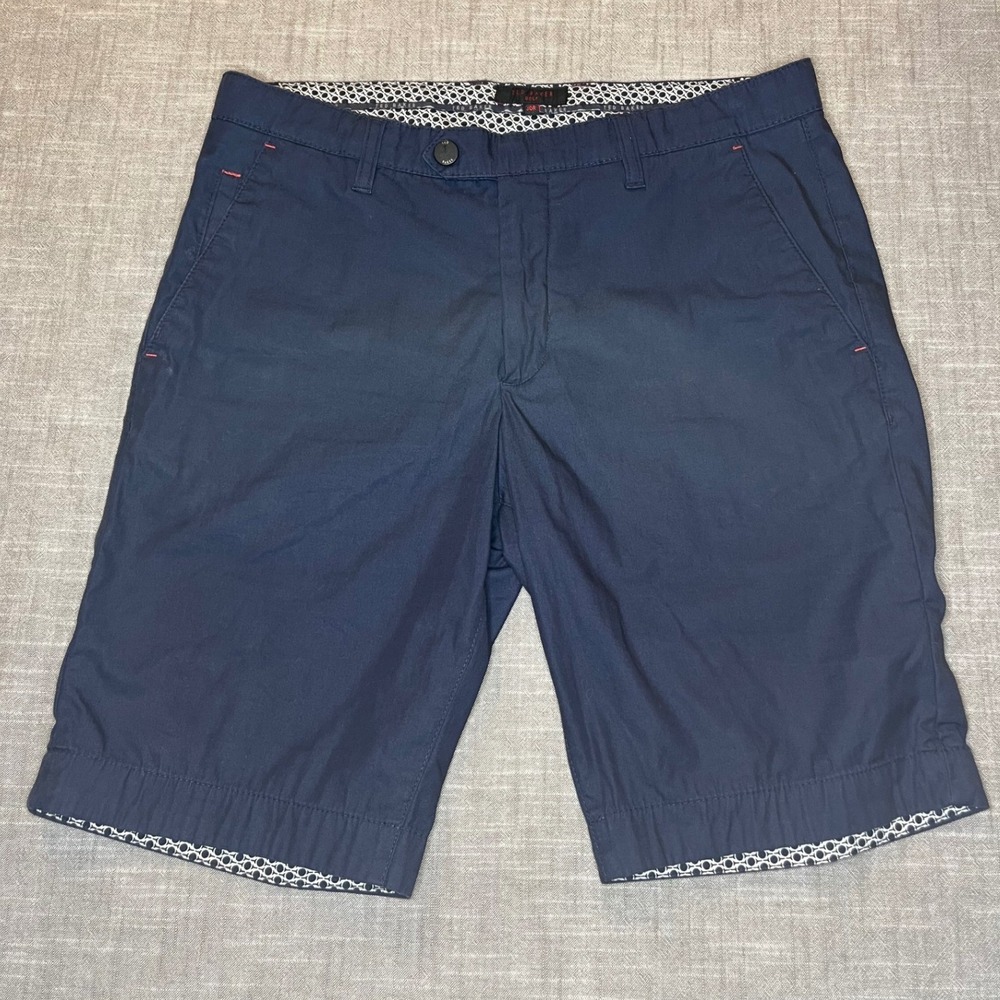 Ted Baker Golf Mens Navy Blue Chino Shorts Geometric Trim‎ Size 30R